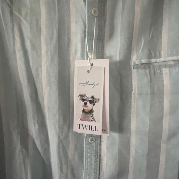 New Denim & Flower Ricky Singh Mint Gray and White Striped Button Down Shirt - Picture 3 of 15